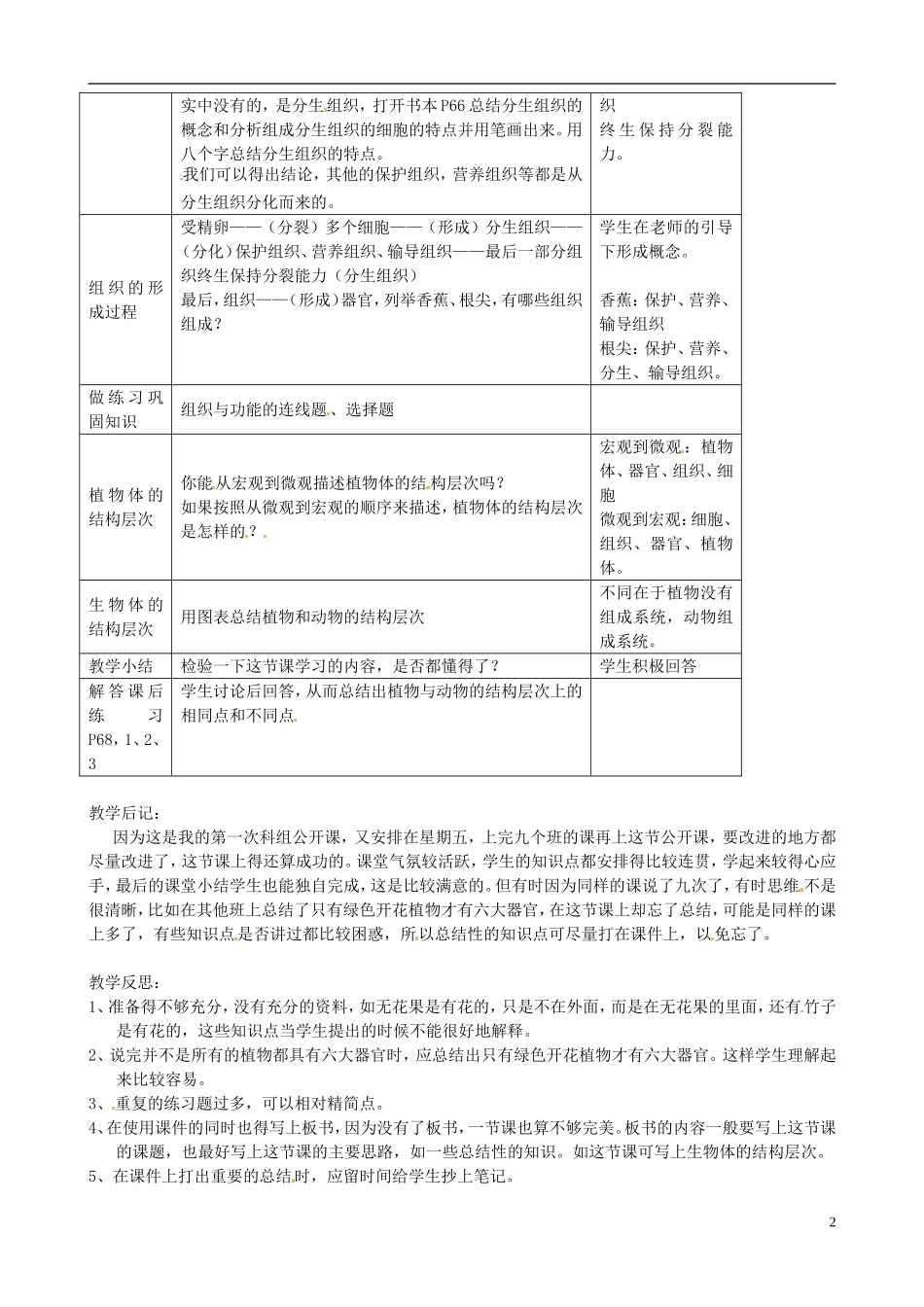 广州市白云区汇侨中学七年级生物上册《第二单元-第三章-第二节-植物体的结构层次》教案-新人教版_第2页
