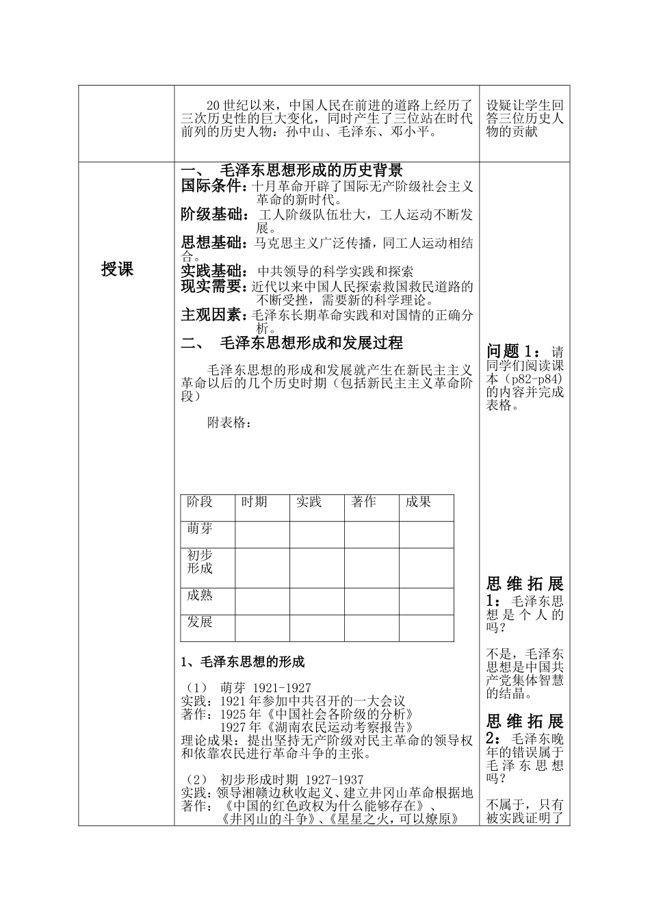 必修3毛泽东思想(教学设计)_第2页