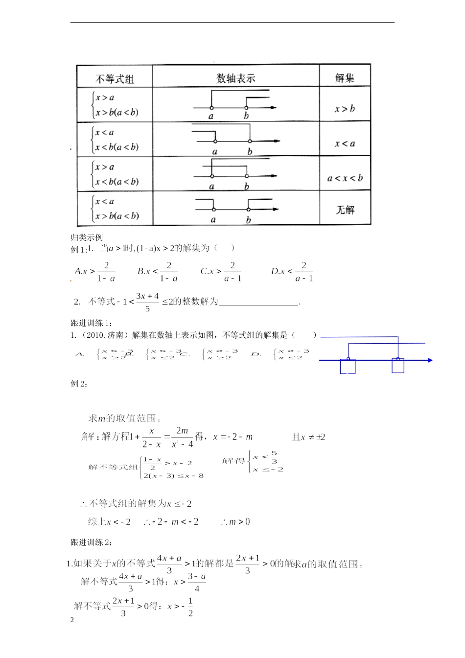青海省青海师大附属第二中学2013年中考数学总复习-2.2一次不等式(组)学案(无答案)-新人教版_第2页