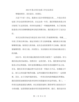 2024年重点项目包保工作会议讲话(2) 