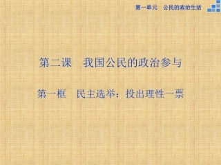 政治生活第二课：民主选举：投出理性一票
