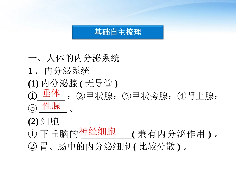 【优化方案】2012高考生物总复习-第二章第三节高等动物的内分泌系统与体液调节课件-浙科版必修3_第3页