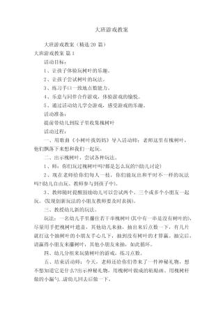 大班游戏教案(精选20) 