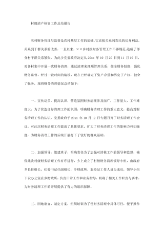 村级清产核资工作总结报告
