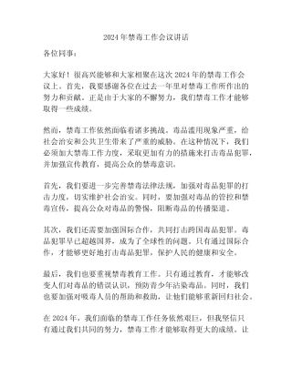 2024年禁毒工作会议讲话