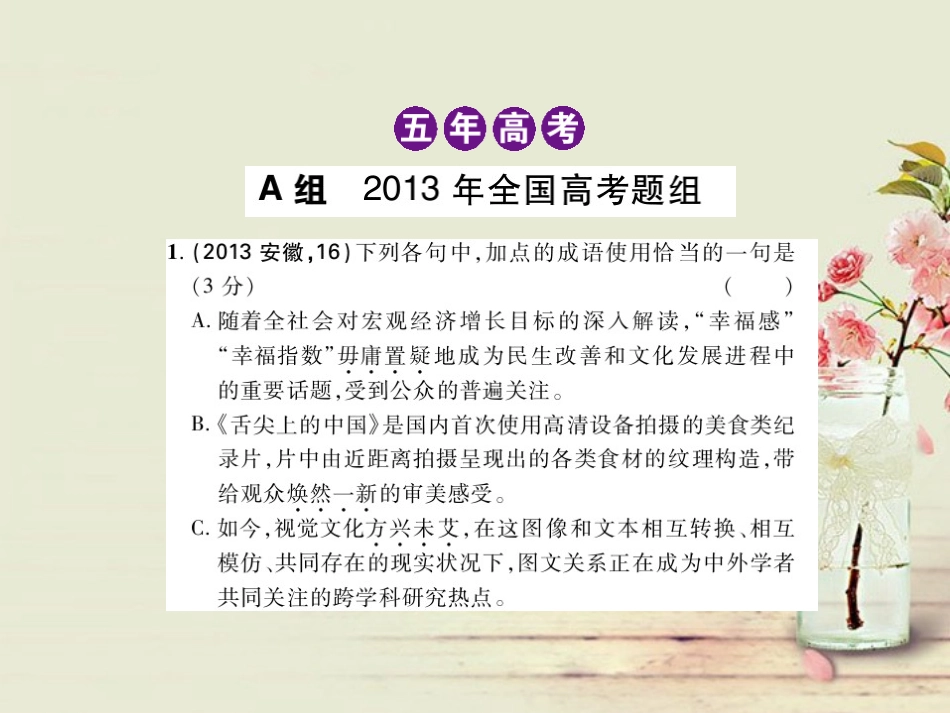 【5年高考3年模拟】(江苏专用)高考语文专题复习-专题四-正确使用词语(熟语)课件(B版)新人教版_第2页