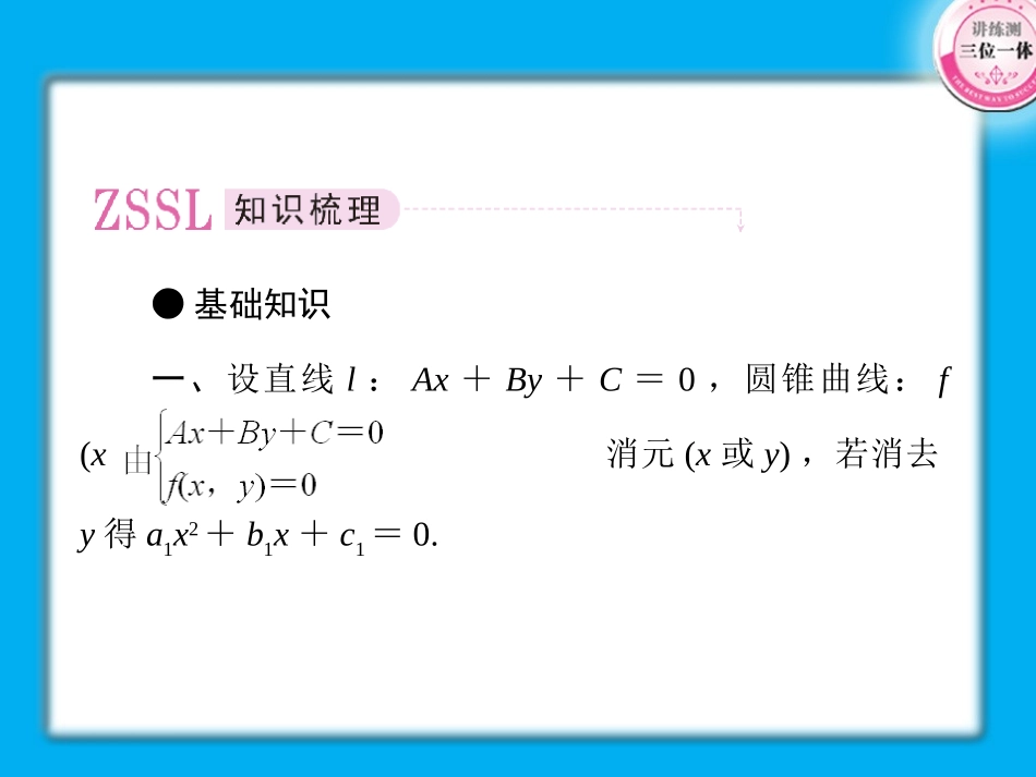 【精品】2011届高考数学第一轮总复习经典实用-8-4直线与圆锥曲线的位置关系学案课件_第2页