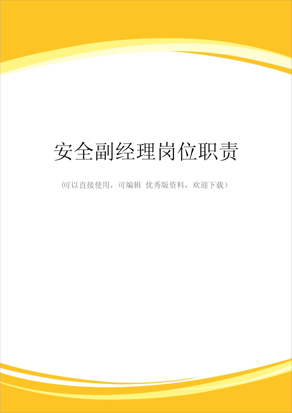 安全副经理岗位职责完整 _第1页