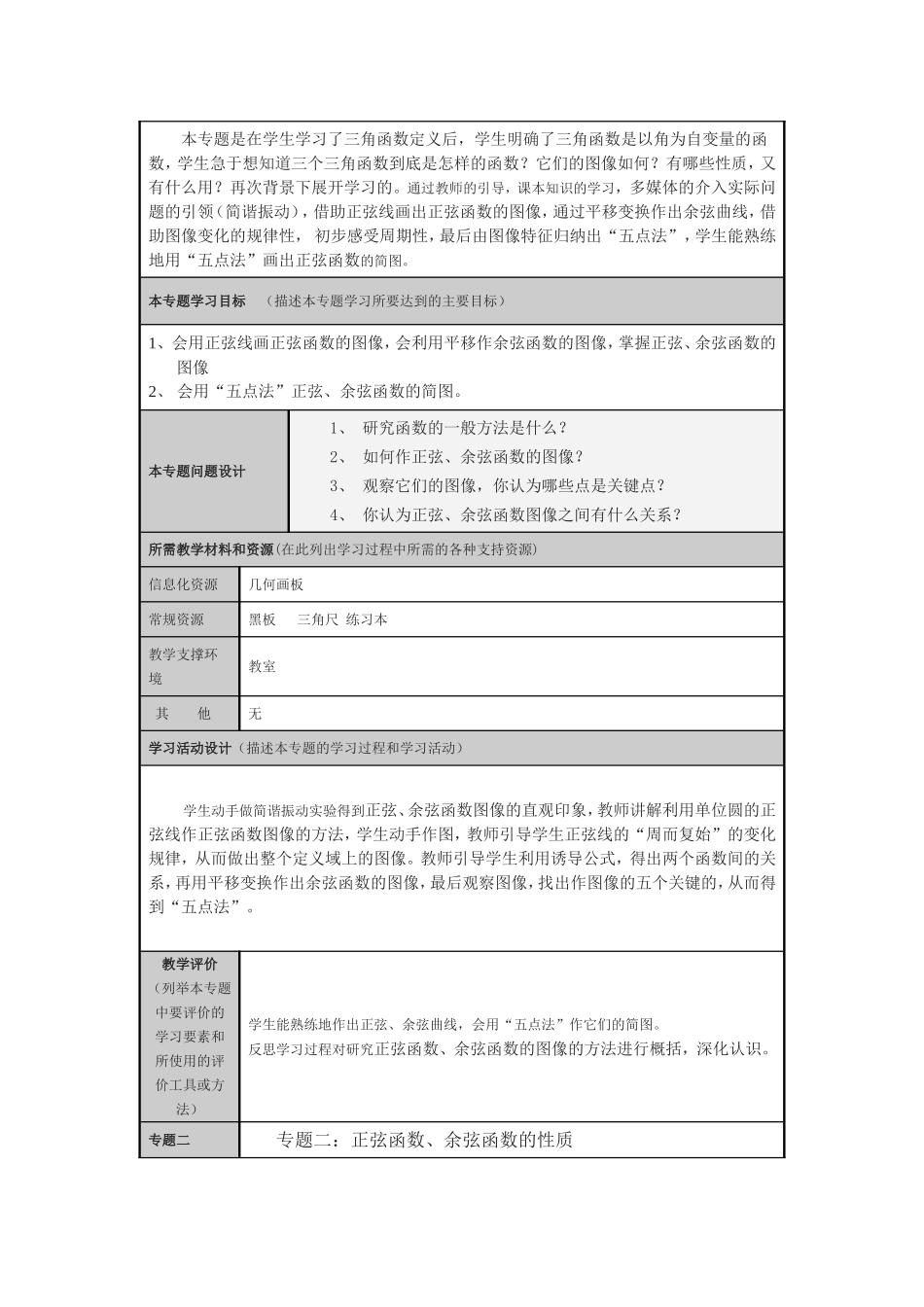 三角函数的图像和性质主题单元设计_第3页