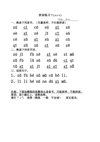 拼音练习5(zcs)