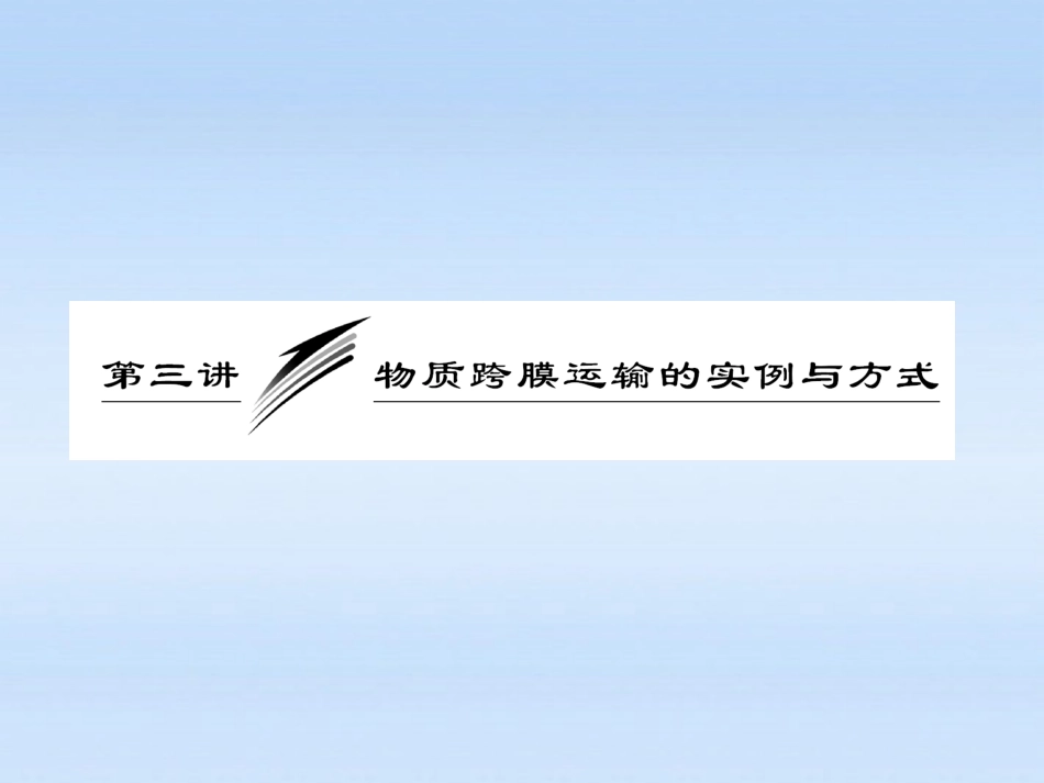 【三维设计】2012高考生物一轮复习-第二单元-第三讲-物质跨膜运输的实例与方式课件-必修1_第1页