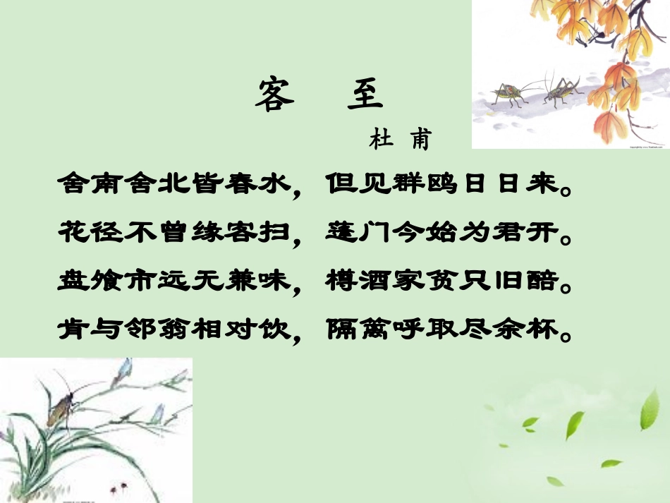 【优化教案】高中语文《客至》教学课件-苏教版选修《唐诗宋词选读》_第2页