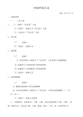 村级档案目录(最新)