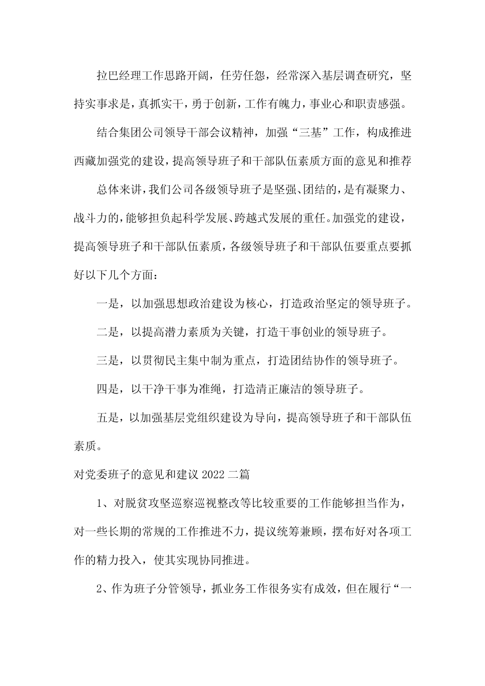 对党委班子的意见和建议2022三_第2页