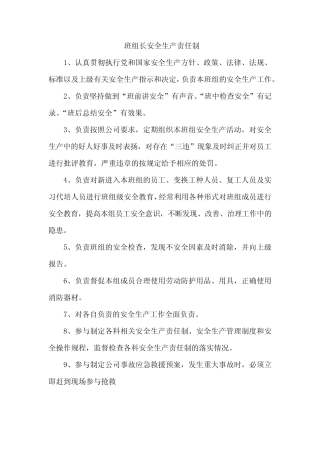 班组长安全生产责任制