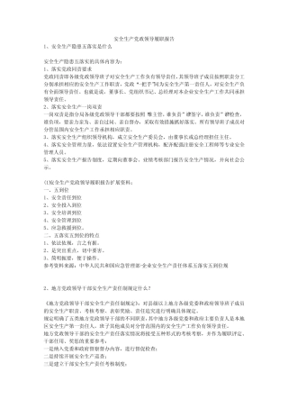 安全生产党政领导履职报告安全生产