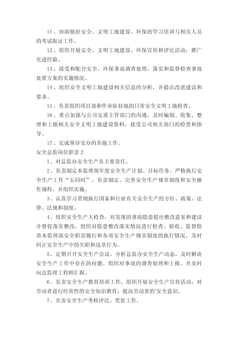安全总监岗位职责 _第2页