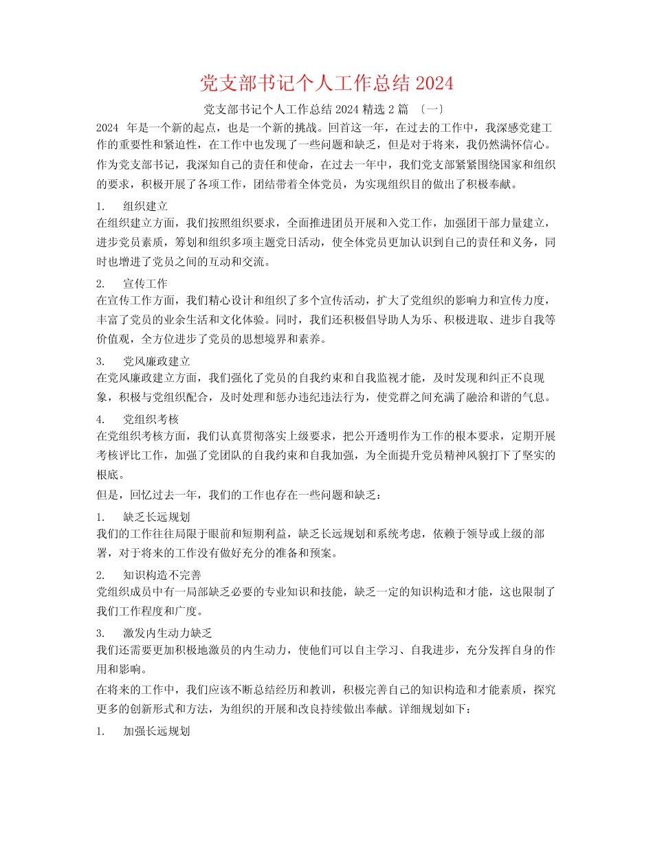 党支部书记个人工作总结20242_第1页