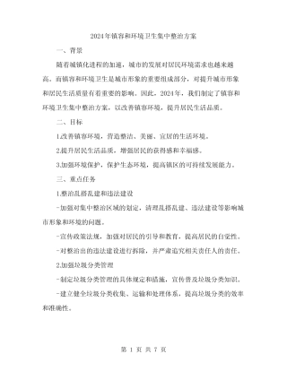 2024年镇容和环境卫生集中整治方案(2)