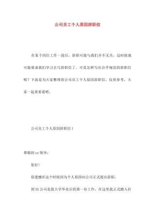 公司员工个人原因辞职信 (5)