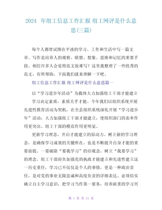 2024年组工信息工作汇报组工网评是什么意思(三)