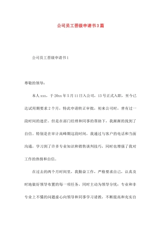 公司员工晋级申请书3篇
