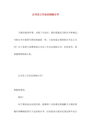 公司员工开会迟到检讨书 (2)