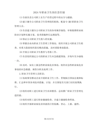 2024年职业卫生岗位责任制(三) 