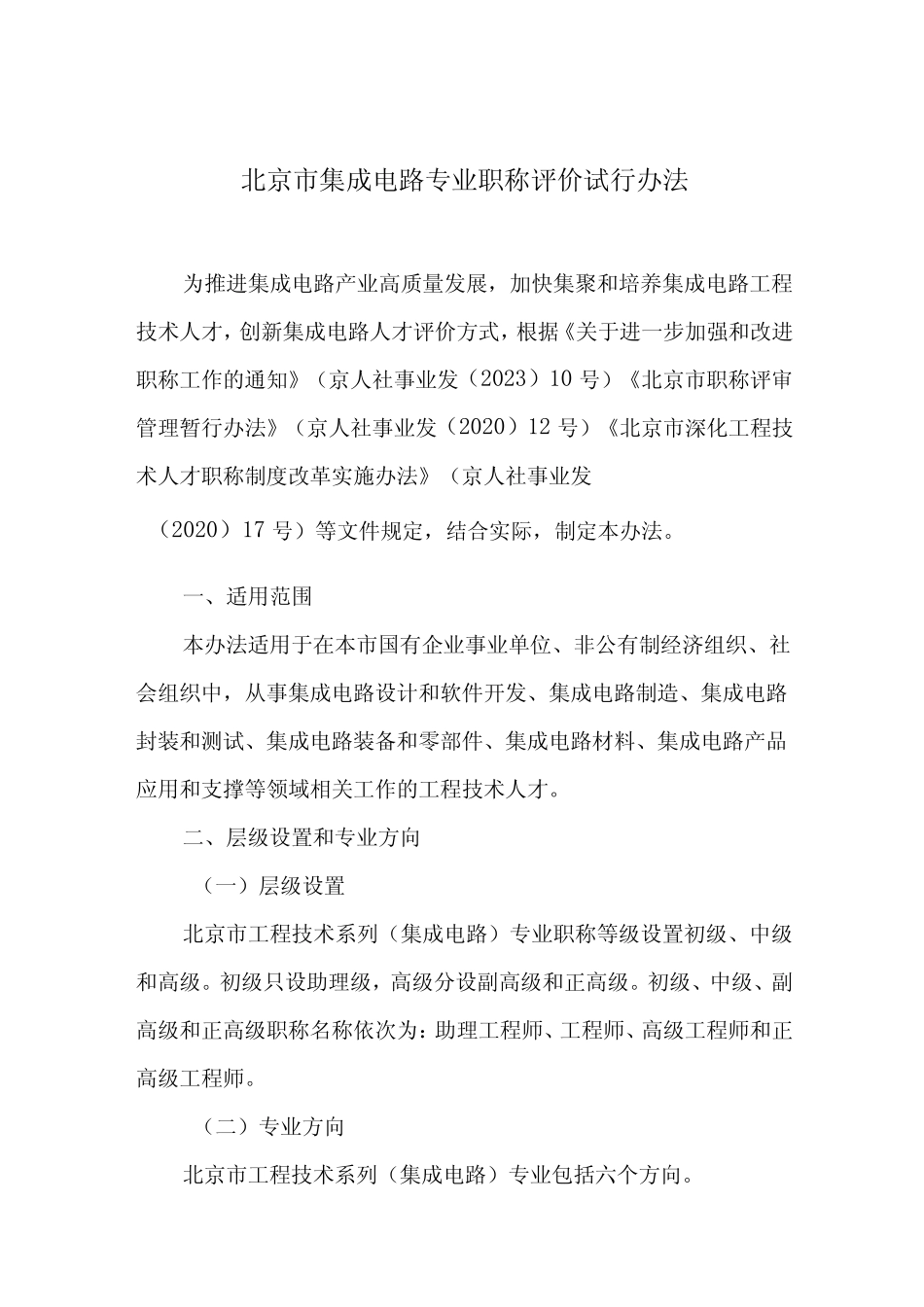 北京市集成电路专业职称评价试行办法2024 _第2页