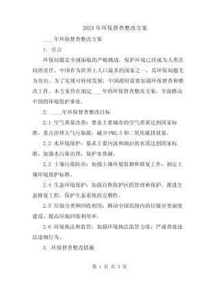 2024年环保督查整改方案 