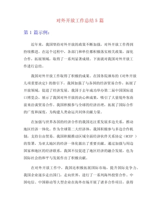 对外开放工作总结5