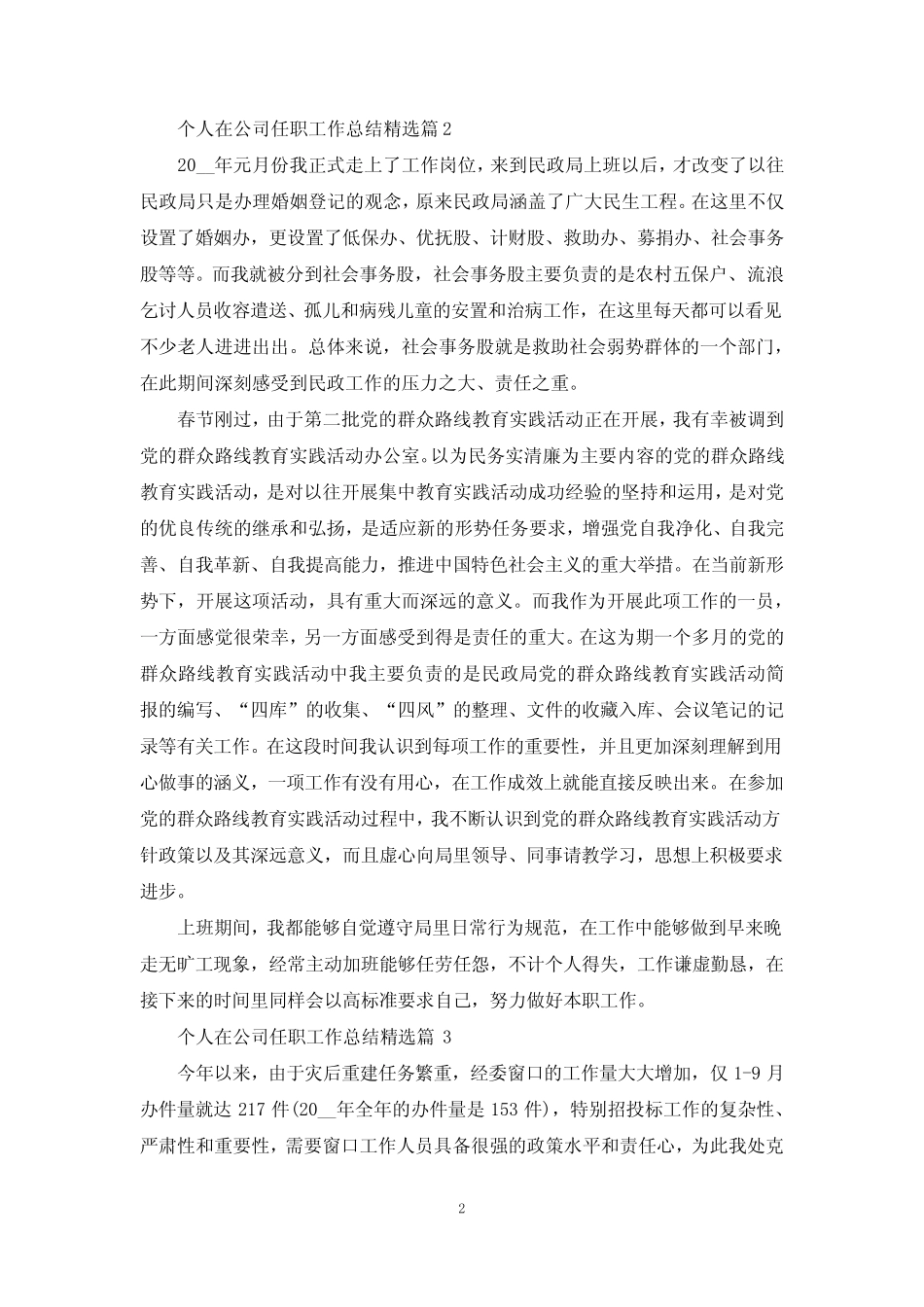 个人在公司任职工作总结_第2页