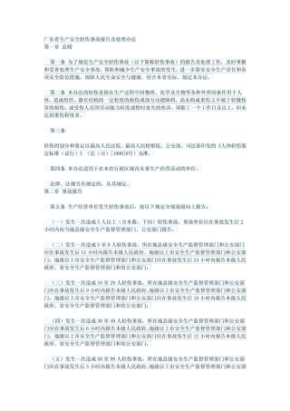广东省生产安全轻伤事故报告及处理办法 