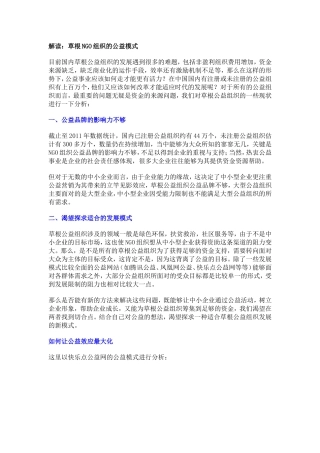 草根NGO公益模式解读