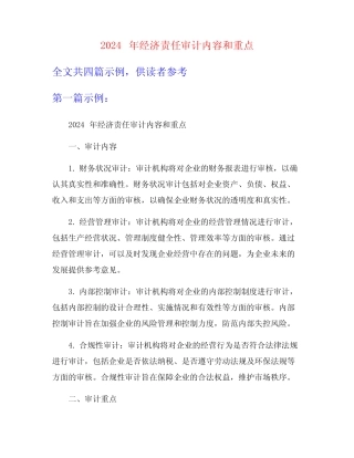 2024年经济责任审计内容和重点