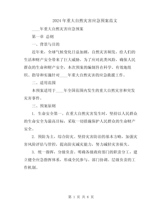 2024年重大自然灾害应急预案范文