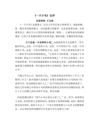一只小鸟自评