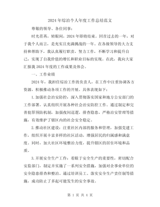 2024年综治个人年度工作总结范文