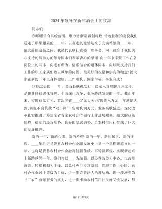 2024年领导在新年酒会上的致辞(二)