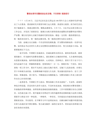 警保处青年民警座谈会发言稿不负青春 砥砺前行 