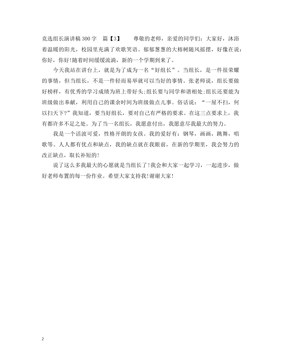 竞选组长演讲稿300字 _第2页