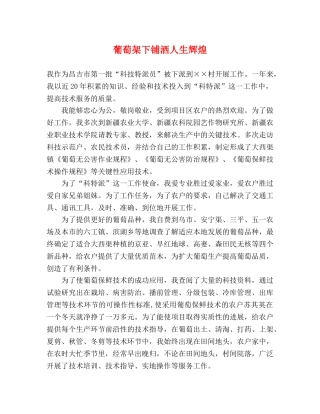 葡萄架下铺洒人生辉煌 