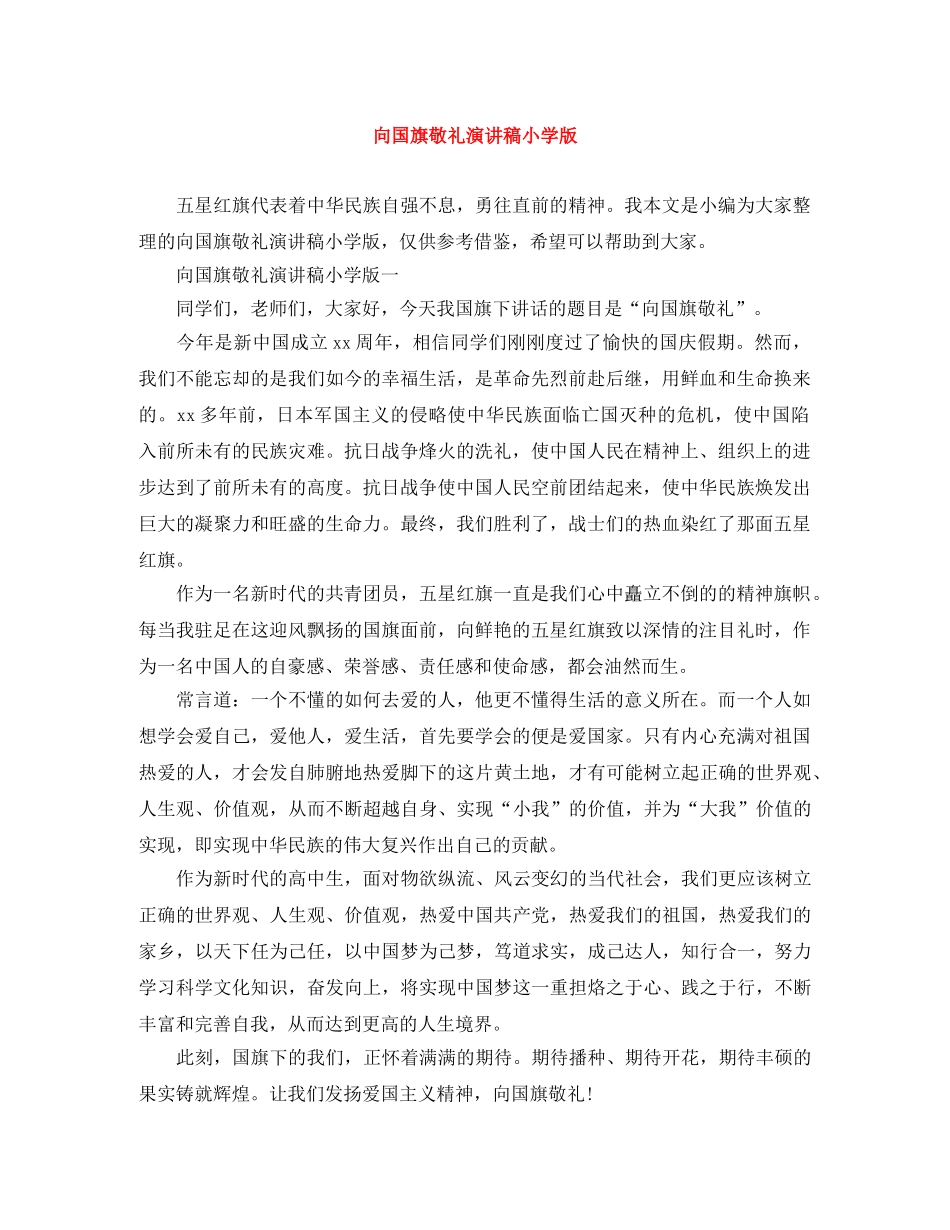向国旗敬礼演讲稿小学版 _第1页