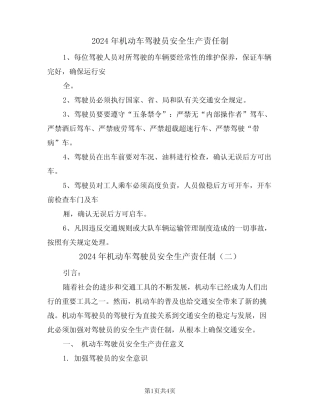 2024年机动车驾驶员安全生产责任制(二) 