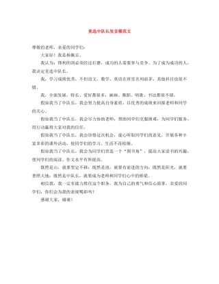 竞选中队长发言稿范文 