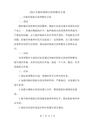 2024年临时装卸点清理整治方案 