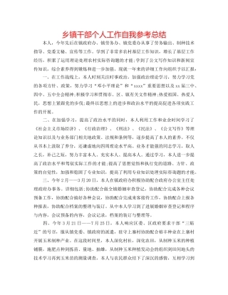 乡镇干部个人工作自我参考总结 