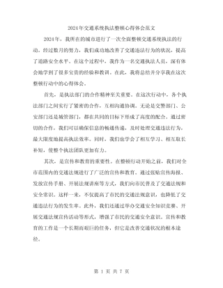2024年交通系统执法整顿心得体会范文(三) 