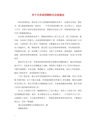 关于文员试用期转正自我鉴定 