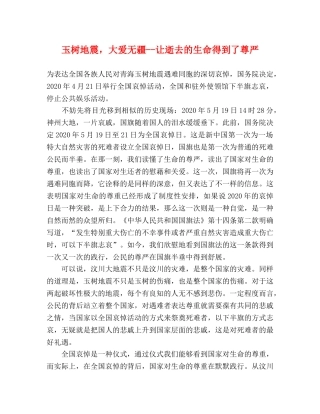 玉树地震，大爱无疆--让逝去的生命得到了尊严 